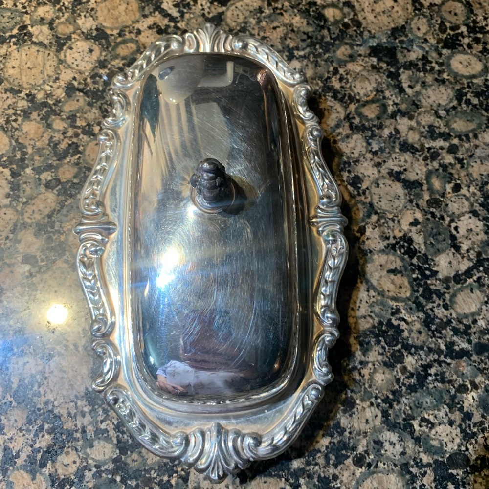 Vintage Silver Plated Baroque Butter Dish no glass insert